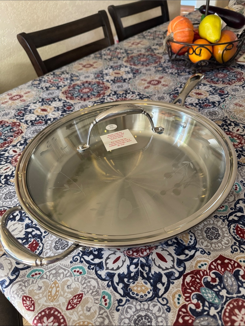 Princess House Triply stainless steel sauté Pan with Glass Lid - Silver